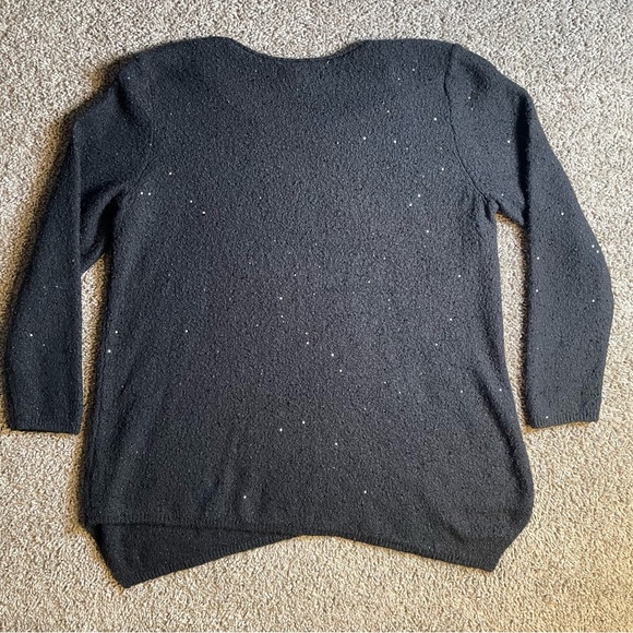 Apt 9 squinted XXL pull over round neck black sweater asymmetrical fuzzy women - Picture 5 of 7